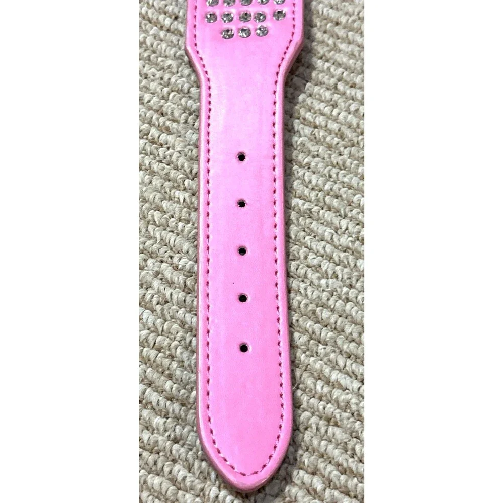 Rhinestone Dog pet collar pink faux leather BLING glam festival whimsy goth